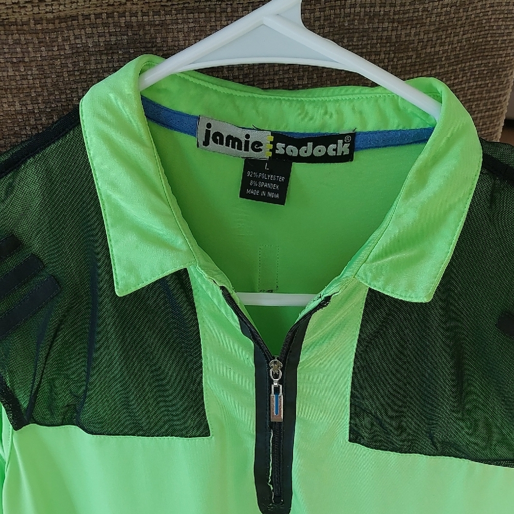 Jamie Sadock Women's Neon Green and Black Golf Polo - Picture 6 of 6